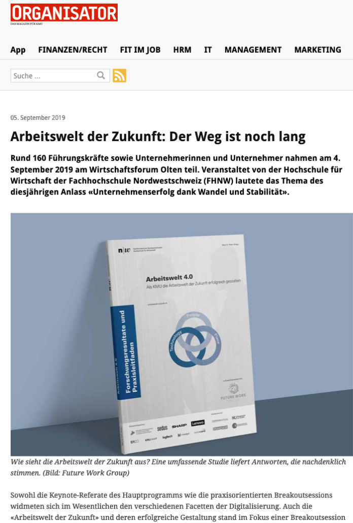 Die Arbeitswelt 4.0: Erste Studienresultate am Wirtschaftsforum in Olten von Marc K. Peter