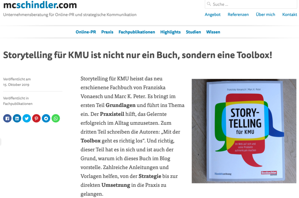 Storytelling für KMU ist nicht nur ein Buch, sondern eine Toolbox!