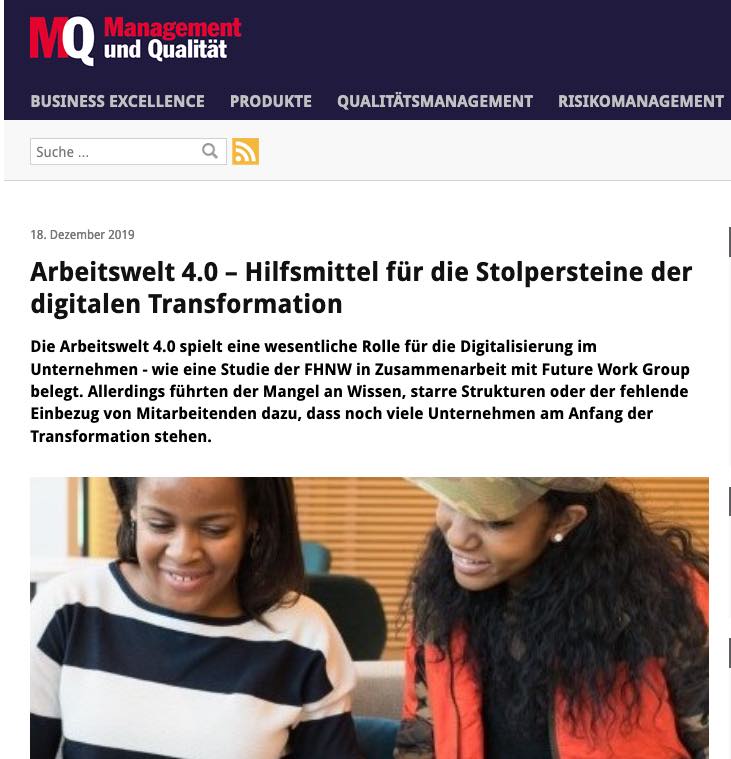 Arbeitswelt 4.0 und New Work – Hilfsmittel der digitalen Transformation