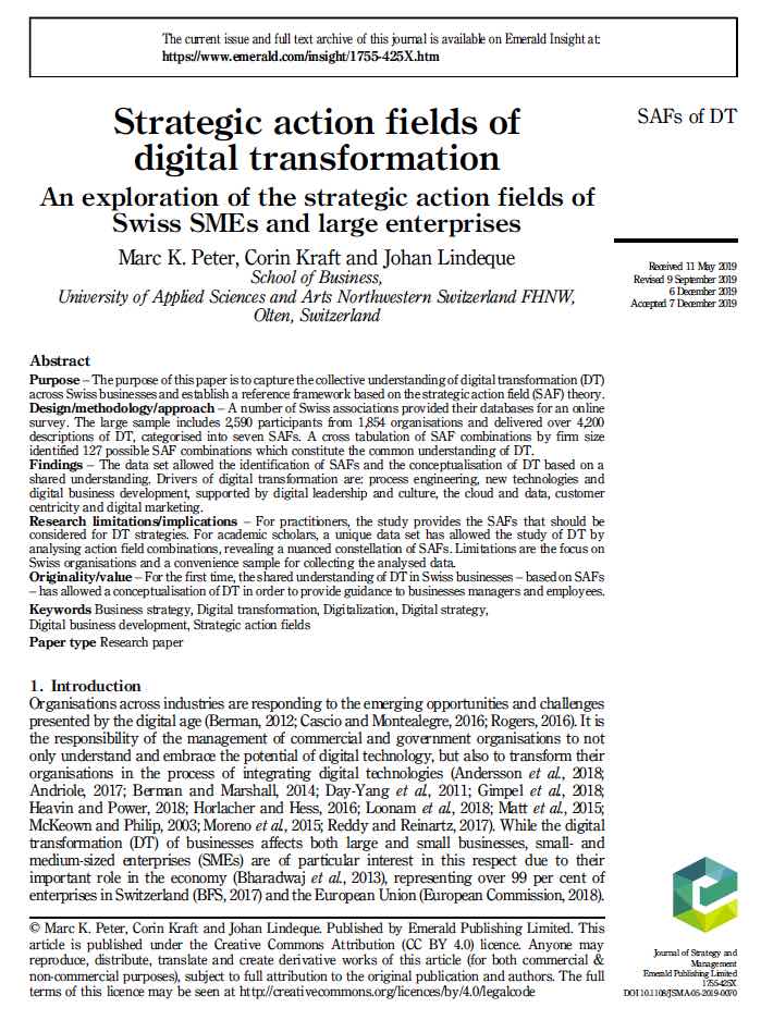 Forschungspublikation: Strategic Action Fields of Digital Transformation