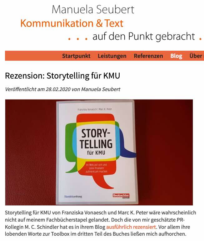Rezension: Storytelling für KMU