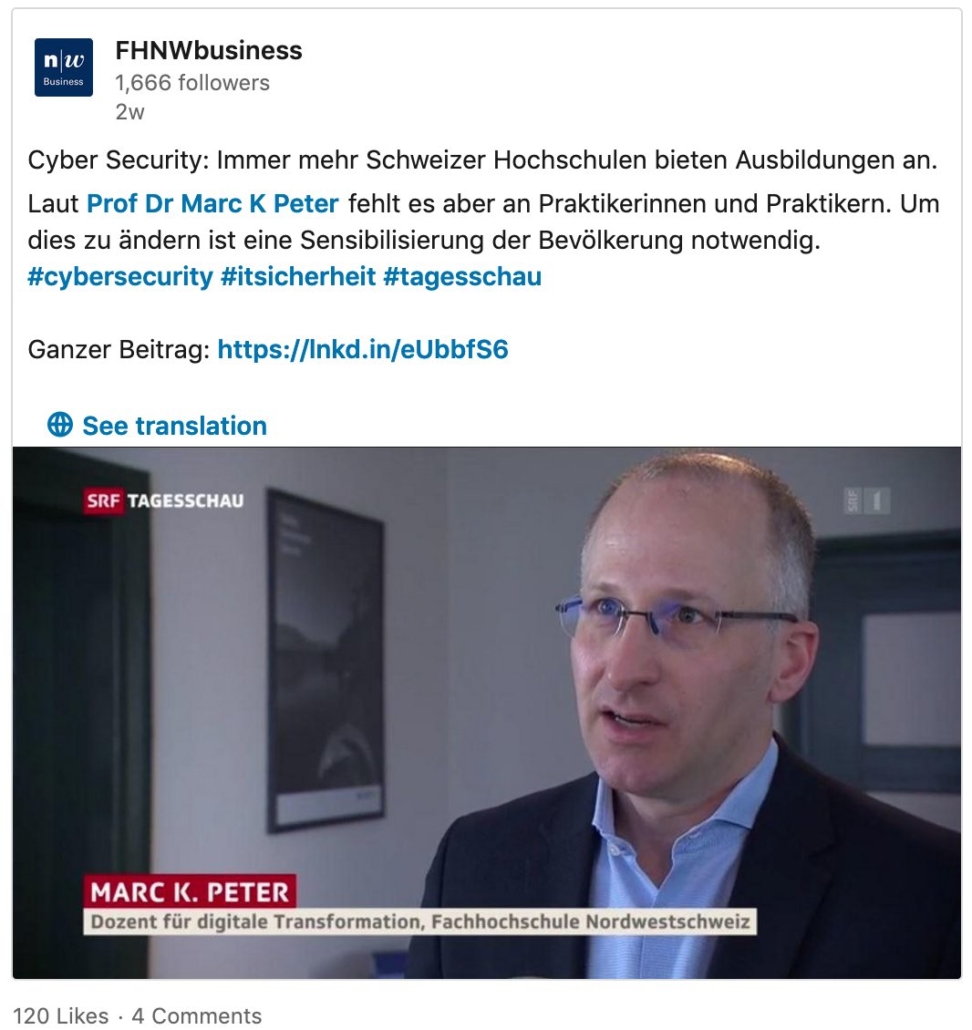 IT-Sicherheit in der Schweiz – Marc K. Peter in der Tagesschau SRF
